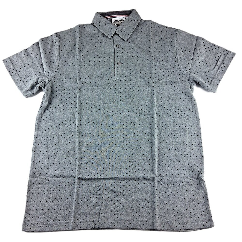 Smash Short Sleeve Golf Polo Shirt Men's Size Small Gray Polka Dot Collared